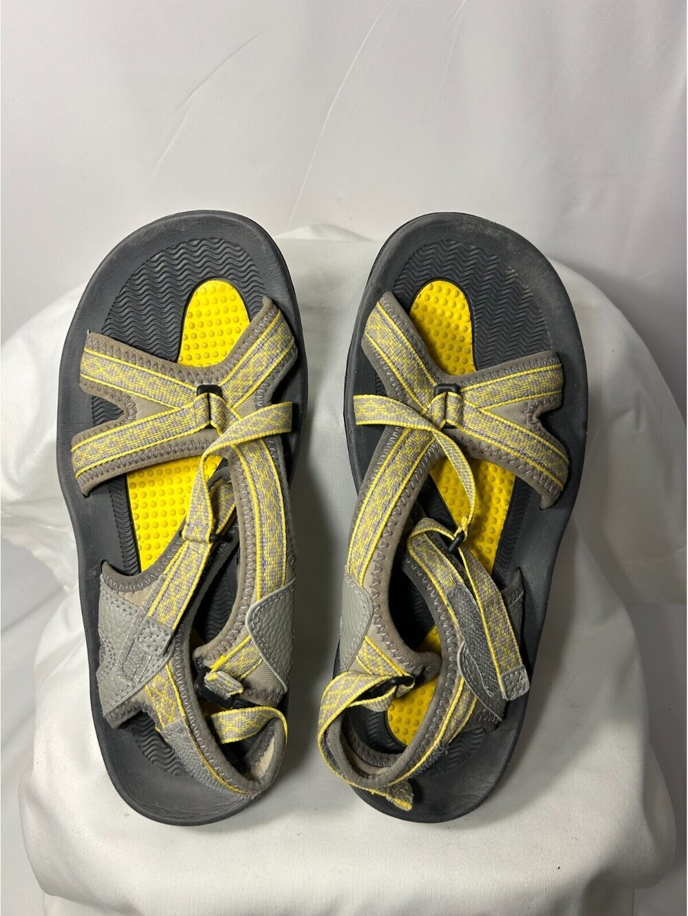 Lands End Women's Size 7b Yellow Gray Strappy Hiking Sport Sandals Adjustable